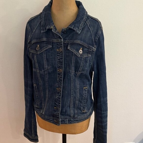 Pilcro sz L (fits like an 8) Women's fitted Denim Jacket pockets, button closure - Picture 1 of 7